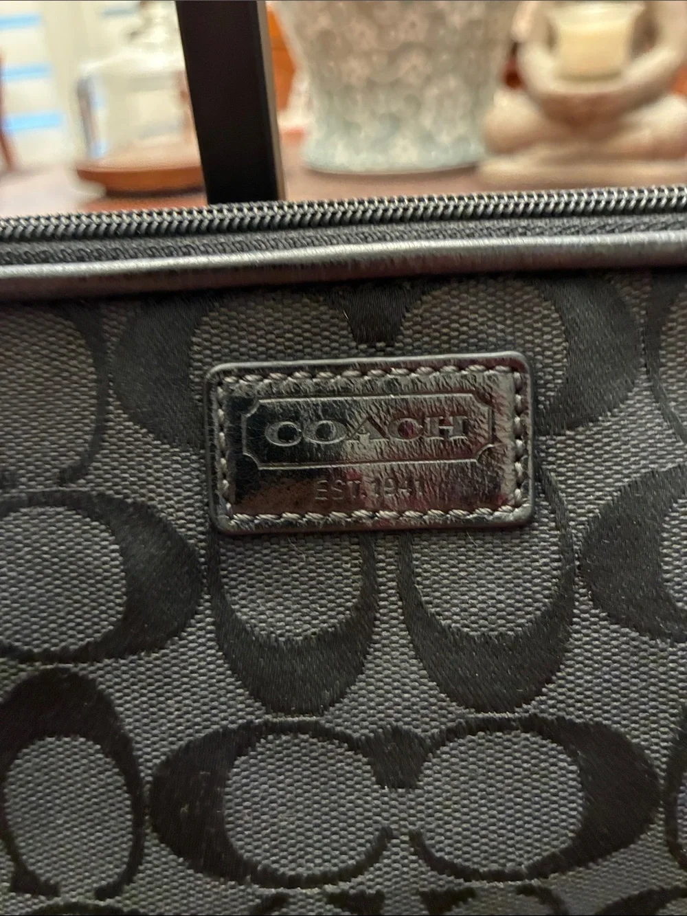 Coach Black Signature Vintage Cosmetic Bag